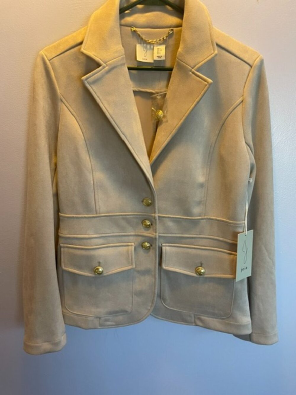 NWT-Joie, faux brushed suede blazer, cream, size small
